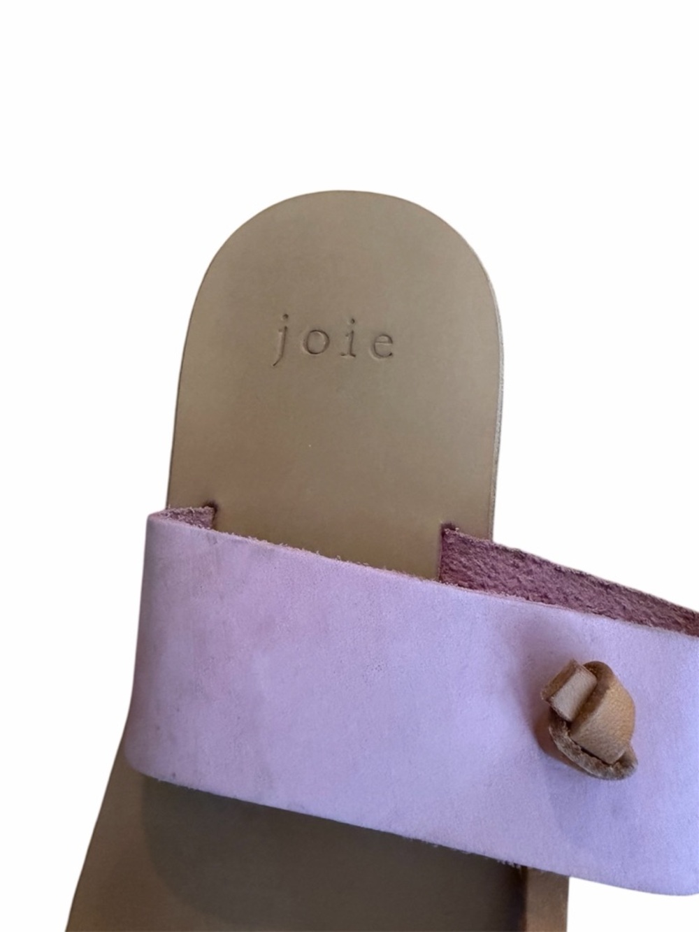 Joie Lilac and Tan Leather Toe-Loop Slide Sandals - Picture 5 of 5